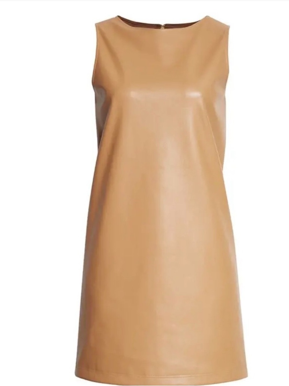 Theory Faux Leather Sleeveless Dress in Camel